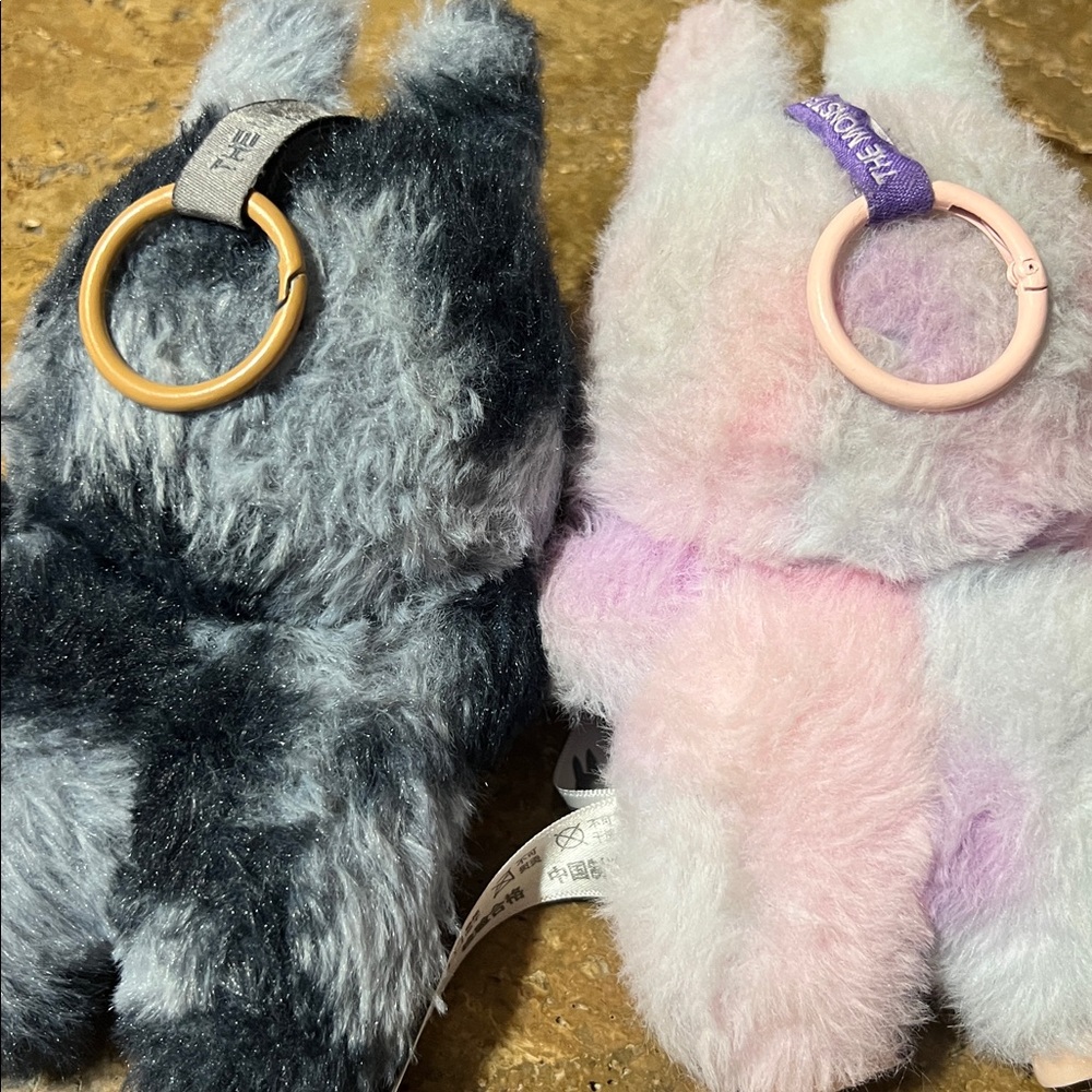 Pair of Plush Labubu Monster Dolls -Gray & Pastel Purple/Pink (Washed and Dried) - Picture 5 of 10